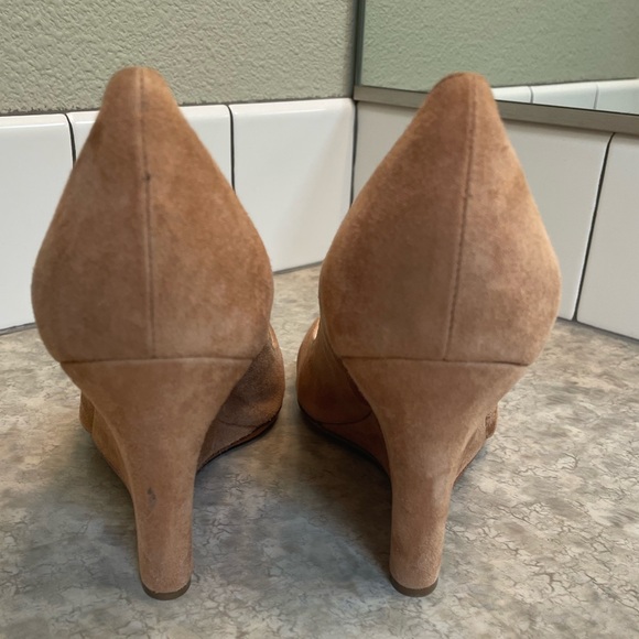 Kate Spade Tan Suede Crossover Wedge Pumps - Picture 3 of 13